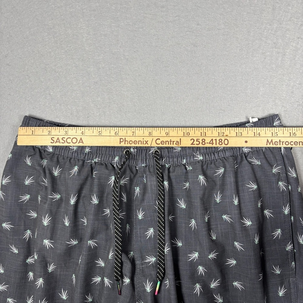 Quiksilver Mens Swim Trunks XL Gray Tropical Leaf Print Board Shorts Lined Beach - Picture 6 of 9